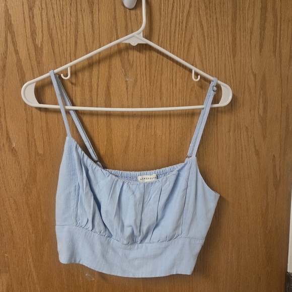 Aeropostale Blue Ruched Crop top (L) - Picture 1 of 4
